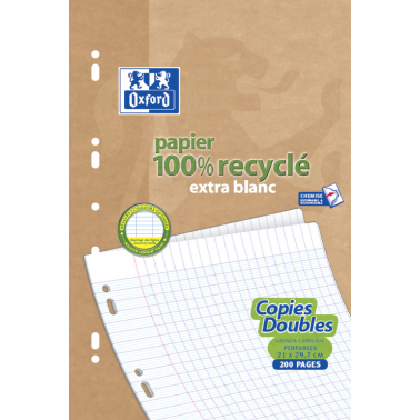 Copies doubles recyclées Grand carreaux A4, lot de 50 Forever achat vente  écologique - Acheter sur