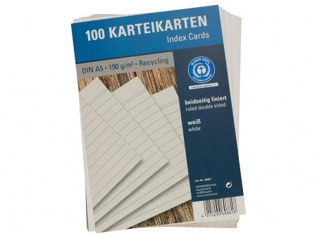 100 fiches papier recyclé 190g lignées