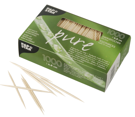 1000 cure dents bois L6,8 cm