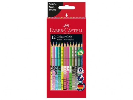 12 crayons couleur Faber-Castell triang. Pastel/Neon/Metallic