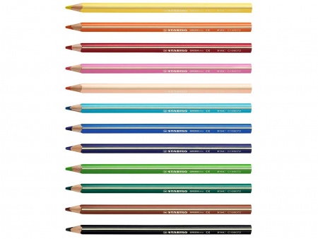 12 crayons de couleur assortis GREENtrio, bois FSC mine 4,2mm