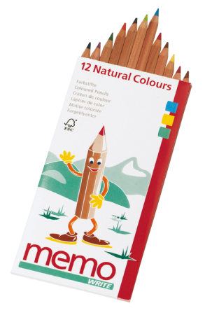 12 crayons de couleurs \ nature\  bois FSC, 12 couleurs assorties