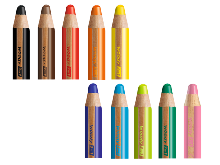 15 crayons mine grasse 3 en 1 Woody