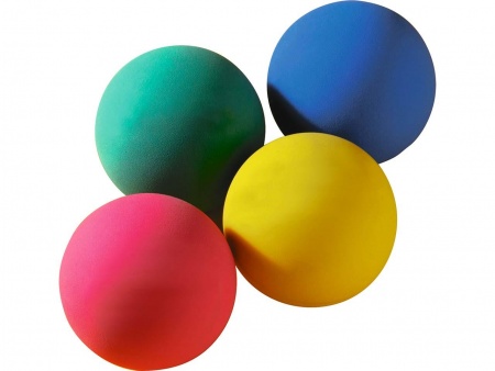 25 balles caoutchouc Ø57 mm, assortiment 4 couleurs