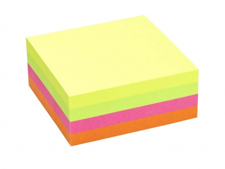 4 blocs 80 notes repos. papier FSC 75x75 jaune+vert+rose+orange