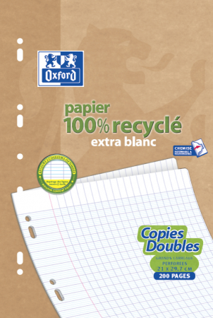 50 copies doubles Oxford A4 90g recyclé Seyès - 200 pages