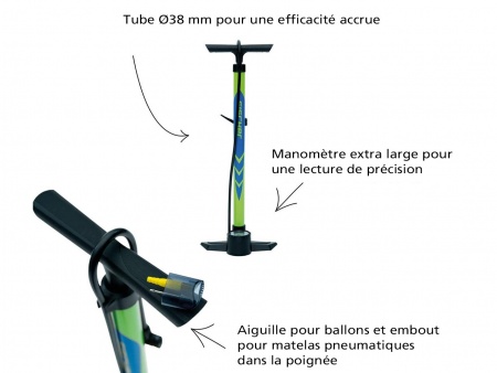 Pompe à vélo verticale avec manomètre à poser au sol