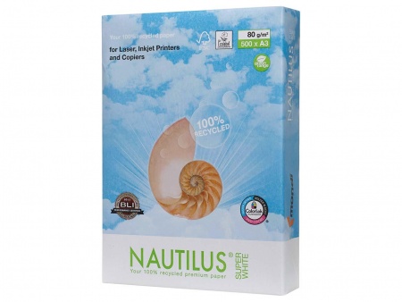 Ramette papier recyclé Nautilus Super White, 500 feuilles