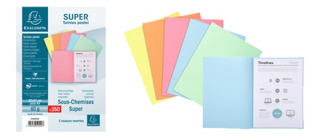 Sous-chemises papier recyclé 60g, 10 couleurs assorties