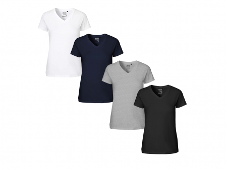 T-shirt femme coton bio 155g col en V, à perso