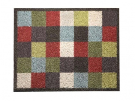 Tapis de sol absorbant coton/latex 65x85 cm, damier coloré