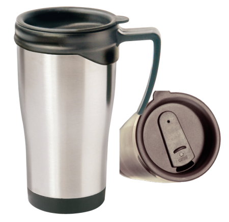 Tasse haute isotherme acier inox + couvercle, à personnaliser