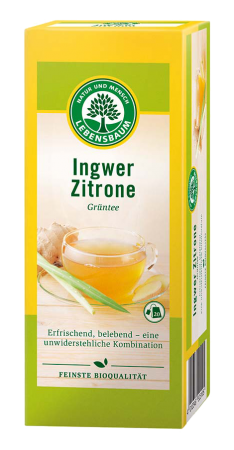 Thé vert gingembre citron, bio, 20 sachets de 2 g