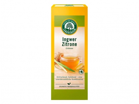 Thé vert gingembre citron, bio, 20 sachets de 2 g