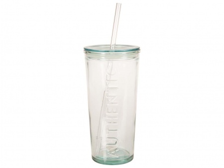 Verre avec paille en verre recyclé \ Authentic to Go\  0,5 l