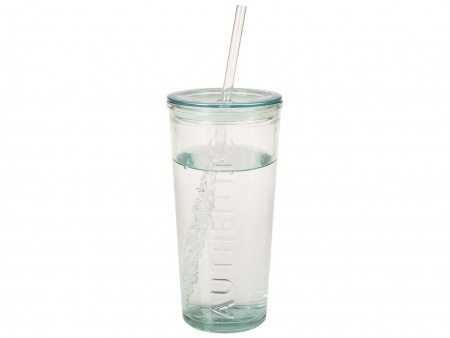 Verre avec paille en verre recyclé \ Authentic to Go\  0,5 l